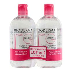 Bioderma Crealine H2O Sol Micellaire Nettoyante Apaisante Sans Parfum 2Fl/500Ml
