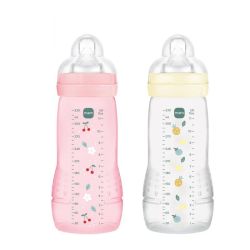 Mam Easy Active Biberon Tetine Debit X Colore Berry + Pearl 330Ml X2