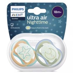 Avent Ultra Air Sucette Nuit Silicone +18Mois Etoile/Lune B/2