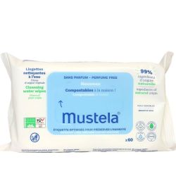 Mustela Bebe Enfant Lingette Nettoyante Compostable Sans Parfum Sach/60