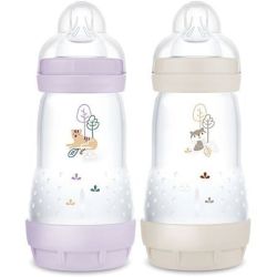 Mam Easy Start Nature Biberon Tetine Debit 3 Lilas-Sable 320Ml B/2