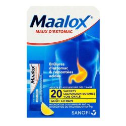Maalox Hydroxyde D'aluminium/Hydroxyde De Magnesium 460 Mg/400 Mg Susp Buv Maux D'estomac En Sachet 20Sach