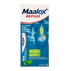 Maalox Reflux Alginate De Sodium/Bicarbonate De Sodium 500 Mg/267 Mg Susp Buv En Sachet Menthe Sans Sucre Edulcore A La Saccharine Sodique 12Sach/10Ml