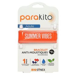 Parakito Good Vibes Bracelet Rechargeable Anti-Moustique Adulte Orange B/2