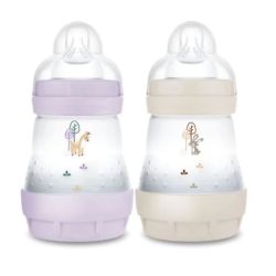 Mam Easy Start Nature Biberon Tetine Debit 1 Lilas-Sable 160Ml B/2