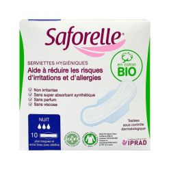 Saforelle Coton Protect Serviette Jetable Bio Nuit B/10