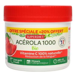 Superdiet Acerola 1000 Bio Cpr A Croquer Pot/72