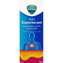 Vicks 1,33 % Sirop Expectorant Guaifenesine Miel Adulte Fl/180Ml