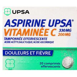 Aspirine Upsa Vitamine C  Cpr Eff Tamponnee Effervescente 2T/10