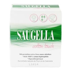 Saugella Cotton Touch Serviette Periodique Avec Ailettes Jour B/14