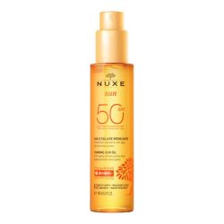 Nuxe Sun Spf50 Huile Bronzante Visage Et Corps Fl Pompe/150Ml
