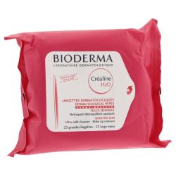 Bioderma Crealine H2O Lingette Demaquillante Visage Et Yeux Pochette/25