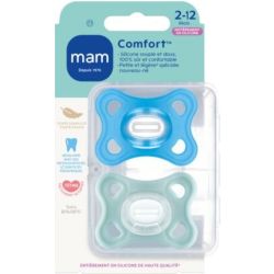 Mam Sucette Comfort Silicone 2-12Mois Bleu B/2