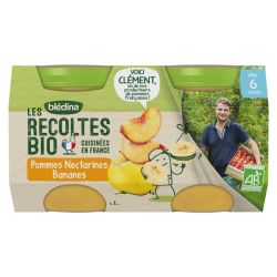 Bledina Les Recoltes Bio Aliment Infant Pommes Nectarines Bananes 2Pots/130G
