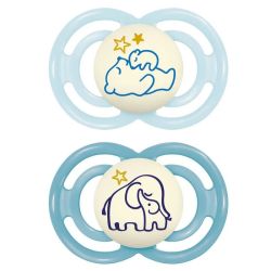 Mam Perfect Sucette Anatomique Silicone +6Mois Nuit Etui/2