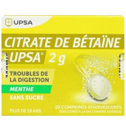Citrate De Betaine Upsa 2 G Cpr Eff Sans Sucre Menthe Edulcore A La Saccharine Sodique T/20