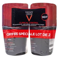 Vichy Homme Detranspirant Clinical Control Anti-Odeur 96H 2Roll-On/50Ml