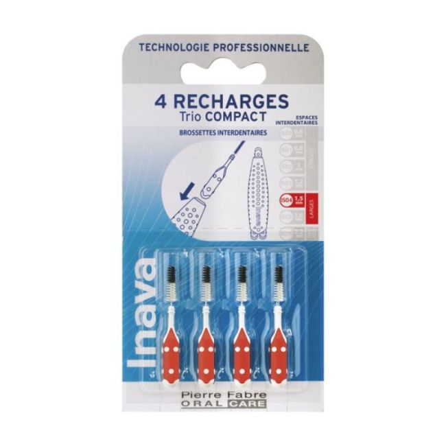 Inava Trio Compact Brossette Recharge Rouge B/6