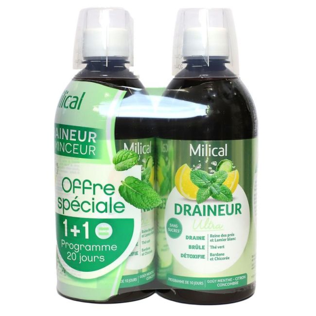 Milical Draineur Ultra S Buv Menthe Citron Concombre 2Fl/500Ml