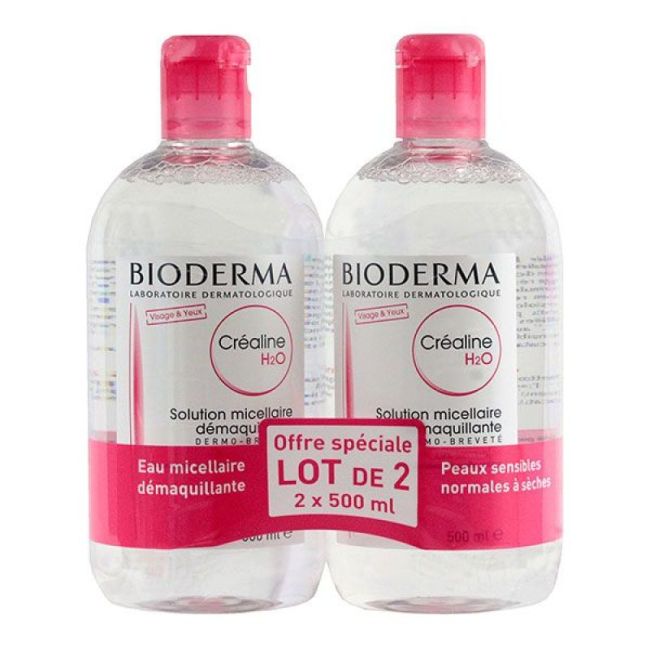 Bioderma Crealine H2O Sol Micellaire Nettoyante Apaisante Sans Parfum 2Fl/500Ml