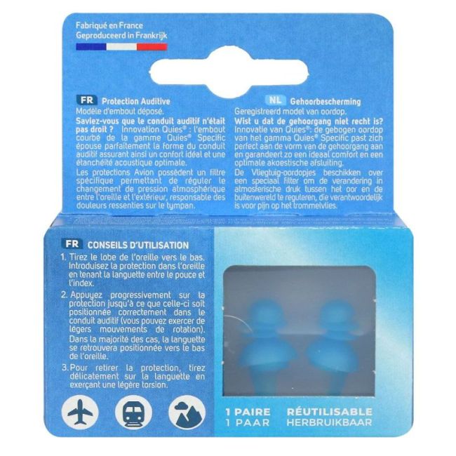 Quies Specific Avion Protection Auditive Embout Courbe Avec Filtre