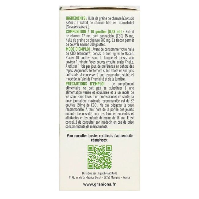 Granions Cbd 5 % Huile Cpal Fl Pipette/10Ml