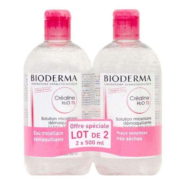 Bioderma Crealine Ts H2O Eau Micellaire Nettoyante Apaisante Sans Parfum 2Fl/500Ml