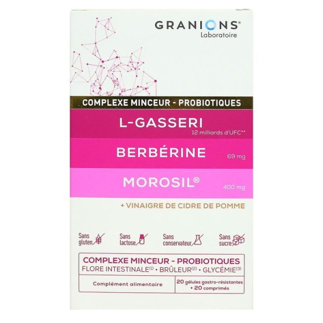 Granions Complexe L.gasseri + Berberine + Morosil Cpr + Gel B/2X20