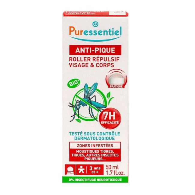 Puressentiel Anti-Pique Roller Repulsif Visage Corps Bio 50Ml