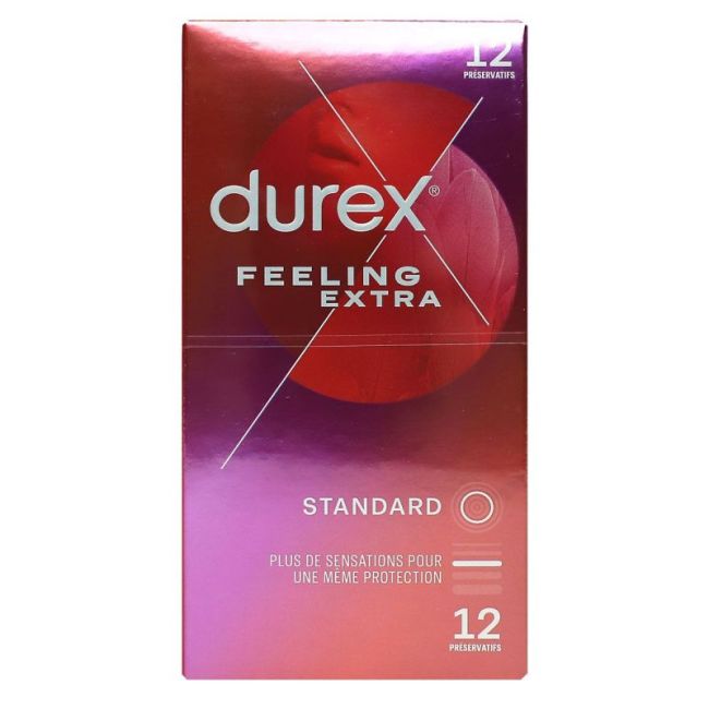 Durex Feeling Extra Preservatif Lubrifie Avec Reservoir Etui/12