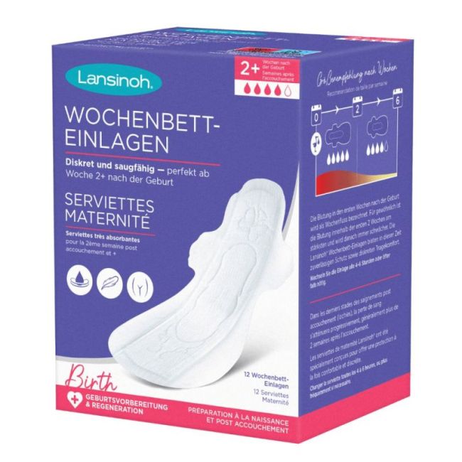 Lansinoh Serviette Periodique Maternite Post-Accouchement +2 Semaines B/12