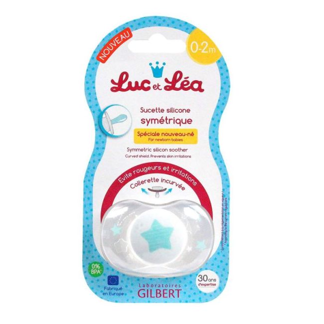 Luc Et Lea Sucette Symetrique Nouveau-Ne 0-2Mois Bleue