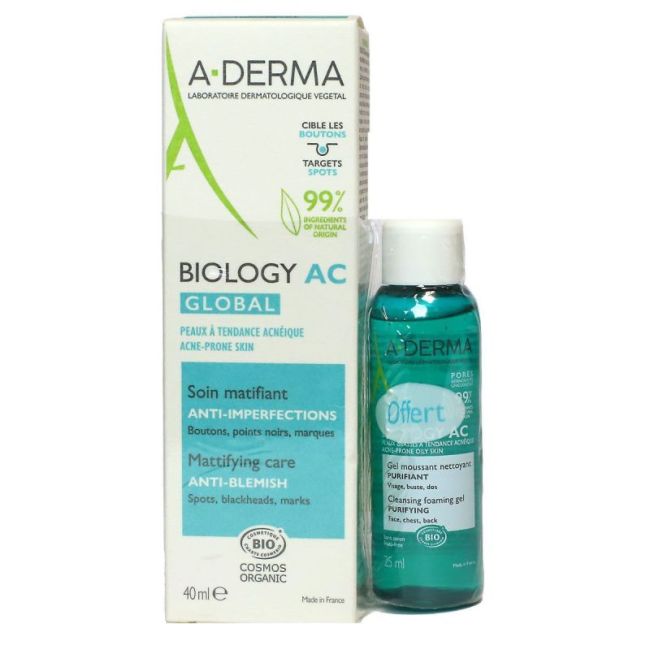 Biology Ac Global Aderma Cr Soin Matifiant Anti-Imperfections T/40Ml+Gel Moussant