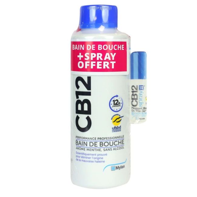 Cb 12 Bain Bouche Menthe Sans Alcool Fl/500Ml+Spray