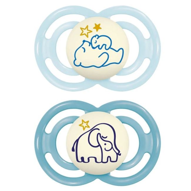 Mam Perfect Sucette Anatomique Silicone +18Mois Nuit Animaux B/2
