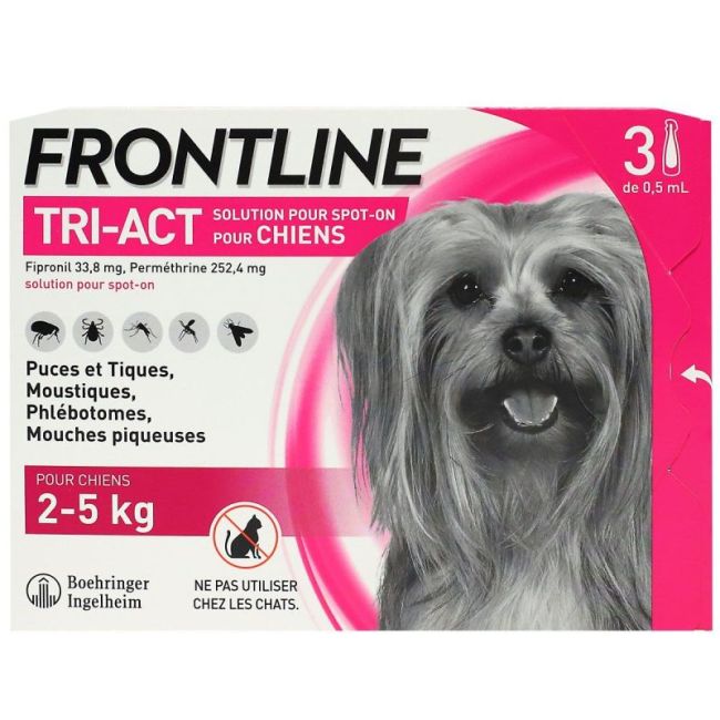 Frontline Tri-Act Solution Pour Spot-On Chien 2-5Kg 3Pipettes/0,50Ml