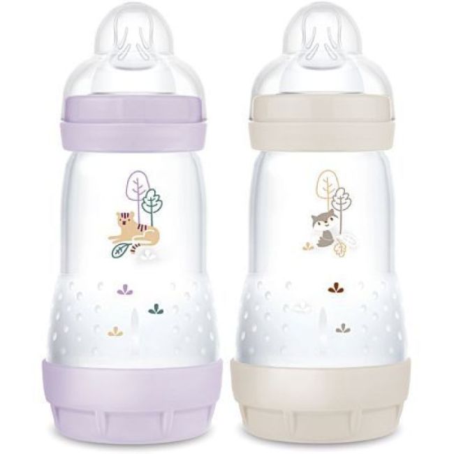 Mam Easy Start Nature Biberon Tetine Debit 3 Lilas-Sable 320Ml B/2