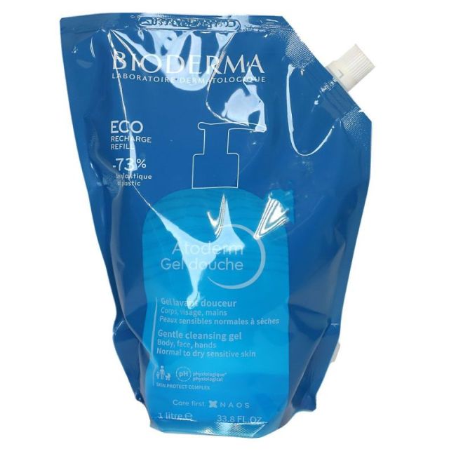 Bioderma Atoderm Gel Douche Nettoyant Douceur Peau Seche Eco-Recharge/1L