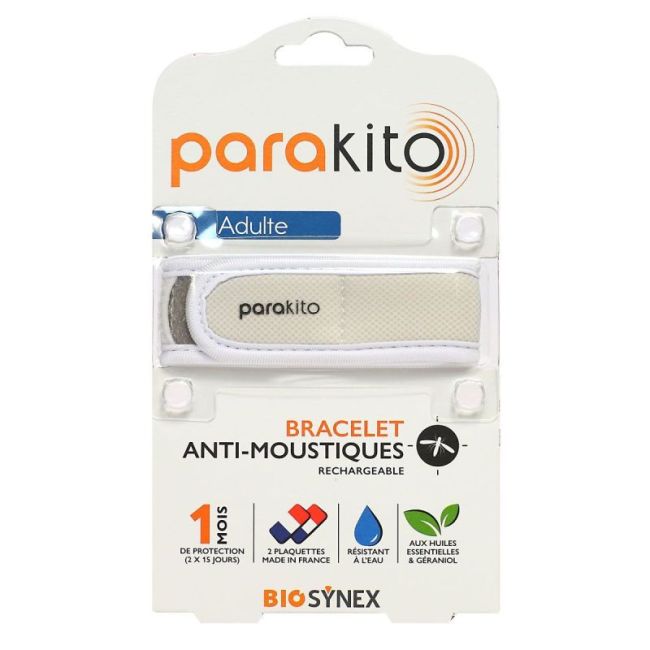Parakito Color Bracelet Rechargeable Anti-Moustique Adulte Blanc B/2
