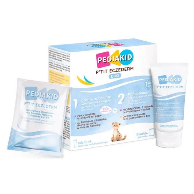 Pediakid P'tit Eczederm Duo Cr Apaisante + Poudre Probiotiques T/40Ml+10Sach