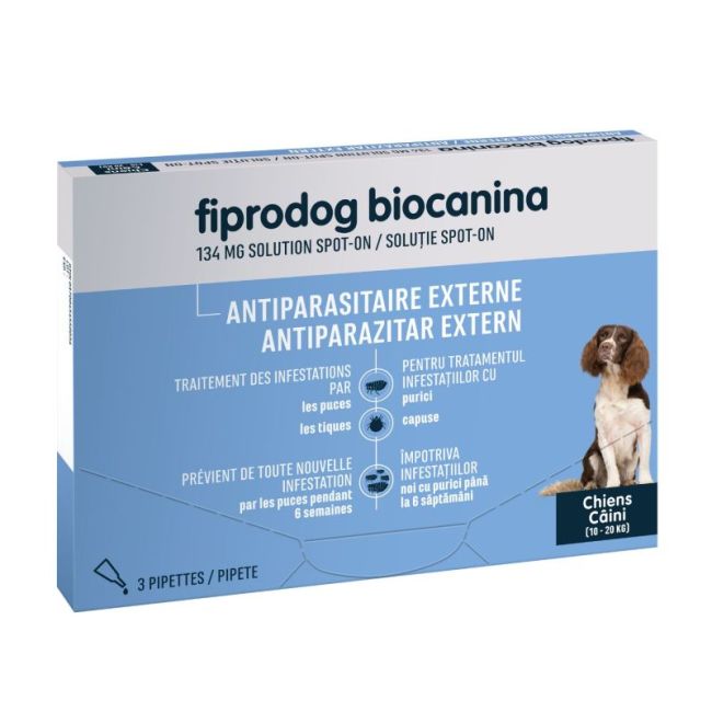Fiprodog 134 Mg Solution Pour Spot-On Chien Moyen 3Pipettes/1,34Ml