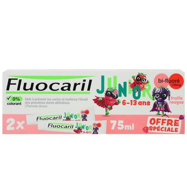 Fluocaril Junior Dentifrice Fruits Rouges 6-12Ans 2T/75Ml