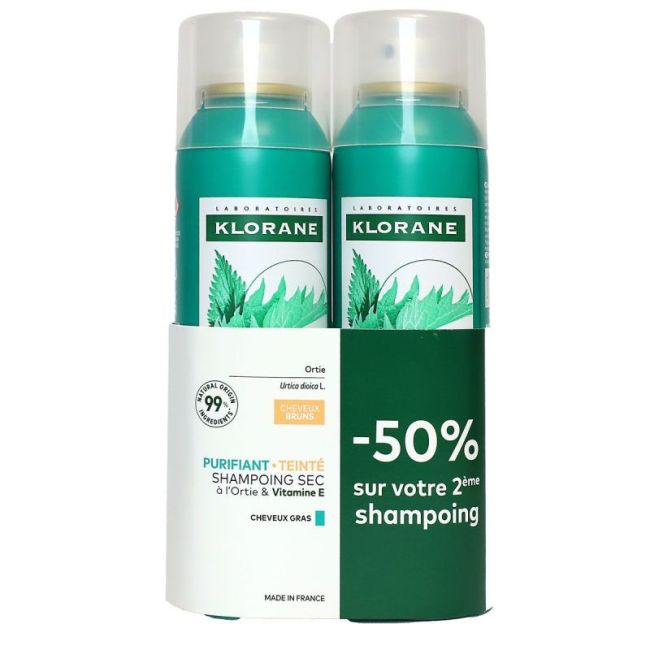 Klorane Capillaire Shampooing Sec Teinte Ortie + Vitamine E 2Sprays/150Ml