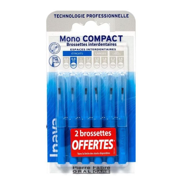 Inava Mono Compact Brossette Bleu Blister/4+2