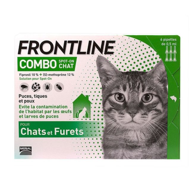 Frontline Combo 50 Mg/60 Mg Solution Pour Spot-On Chat 6Pipettes/0,5Ml