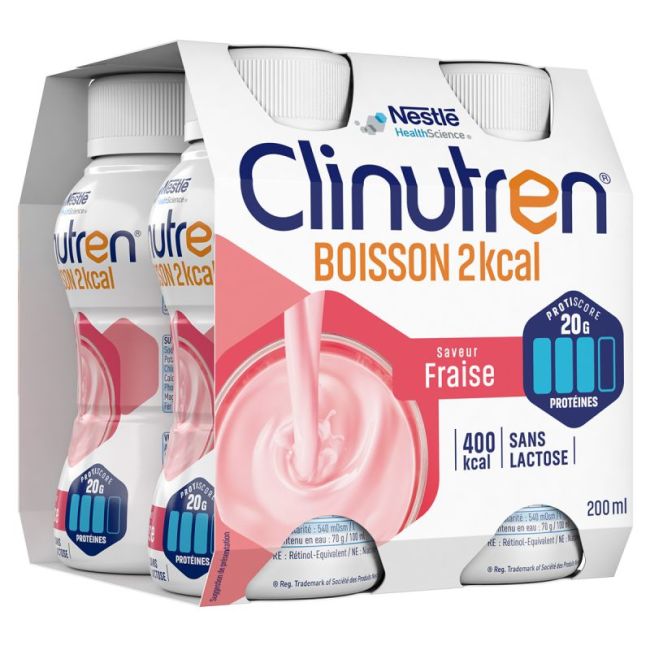 Clinutren Boisson 2 Kcal Nutriment Fraise 4Bouteilles/200Ml