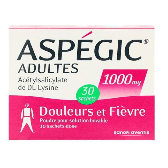 Aspegic 1000 Mg Pdr Sol Buv En Sachet-Dose Adulte 30Sach