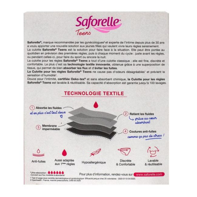Saforelle Teens Culotte Ultra Absorbante Regles 12-14Ans