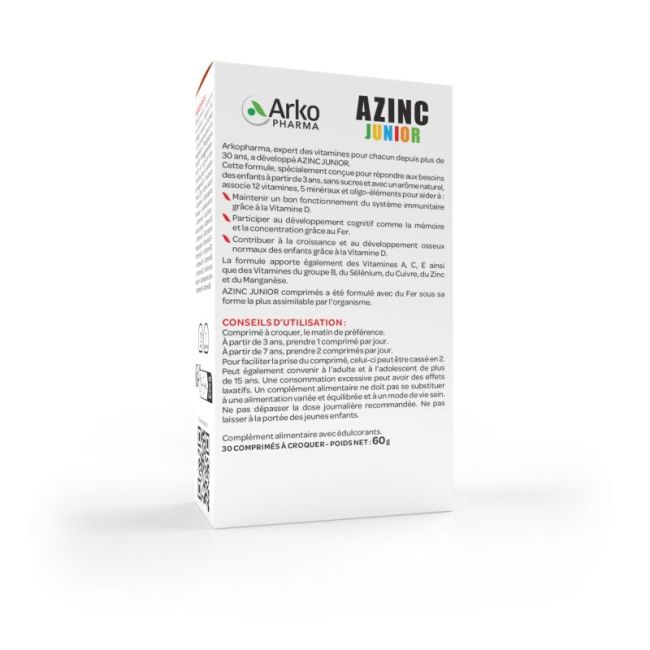 Azinc Vitalite Junior Cpr A Croquer Fraise Des 4 Ans B/30