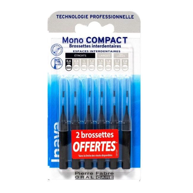 Inava Mono Compact Brossette Noir Blister/4+2